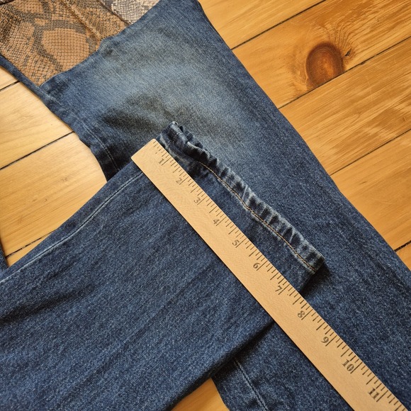 Frame Denim Blue Jeans with Leather and Snake Print Accents - Picture 14 of 16